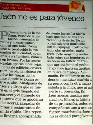Diario Jaen Puntoes Articulo de opinión todos los Domingos de cada mes,25/01/2015.Por Carmen María Camacho