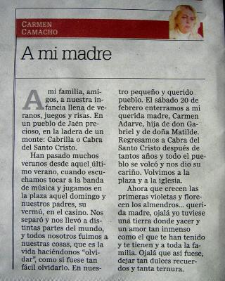 Diario Jaén. A MI MADRE Carmen María Camacho