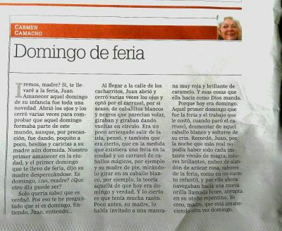 Artículo de opinión Diario Jaén, domingo 18 de octubre por Carmen Camacho.