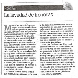 Articulo publicado el siete de mayo en Diario Jaén. La levedad de las rosas