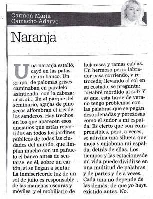 Mi columna en Diario Jaén publicado el 31 de julio. Naranja. Besos naranjas para todos.