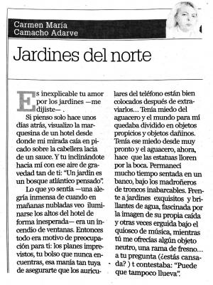 Mi columna en Diario Jaén publicado el 3 de septiembre. Jardines del norte. Besos para todos.