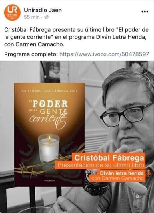 Nuevo podcast del 27 de abril. Presentación del libro del escritor Cristóbal Fábregas. El poder de la gente corriente.